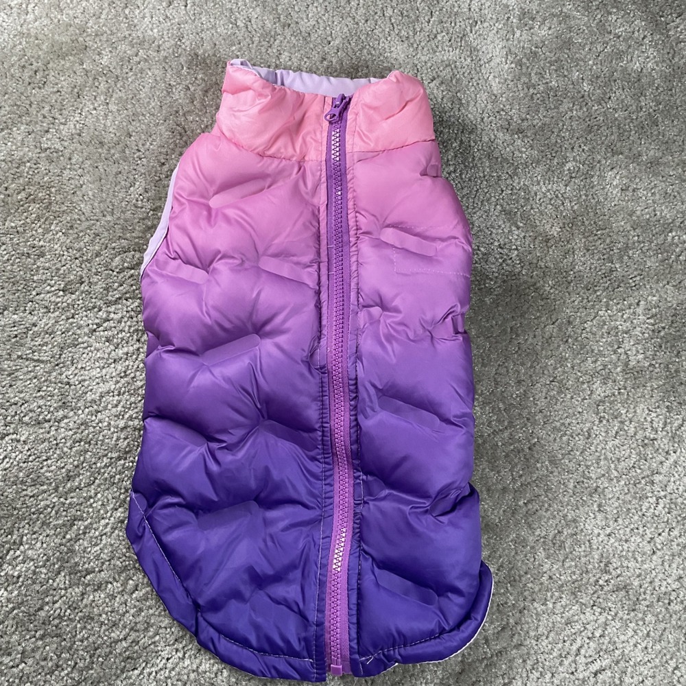 Fabdog Puffer Vest Dog Size M Purple Pink Excellent Ombre Quilted Zip Jacket